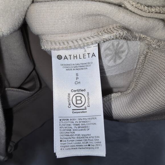 Athleta Retroplush Revive Sweatshirt Womens Small Beige 1/4 Zip Long Sleeve - Picture 7 of 7